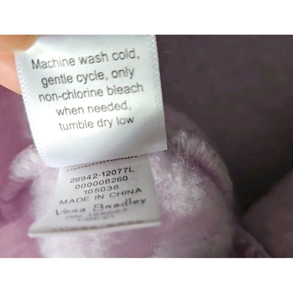 Vera Bradley Plum Pansies Lavender Teddy Fleece 1/4 Zip Pullover Sz Large - Picture 7 of 13